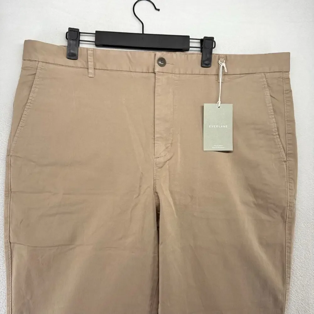 Everlane Pants Men's 40x30 Tan Brown Chino Khaki Flat Front Straight Casual NEW
